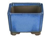 Vaso per bonsai Giapponese Morrisan quadrato in gres smaltato azzurro 9x9x5,5 cm - B03-3-2A