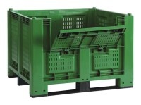 Cargopallet 700 PLUS verde con pareti grigliate, sportello e 3 travette 1200x1000xh830