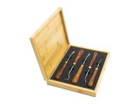 Set professionale di 5 sgorbie per carving in acciaio inox con custodia in legno per bonsai (SG01)