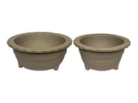 Vasi per bonsai Giapponesi Morrisan rotondi in gres (Set da n.2 pezzi) - B04-12