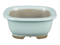 Vaso per bonsai Giapponese Morrisan rettangolare in gres smaltato azzurro turchese 7,5x6,5x3 cm - B02-8-12G