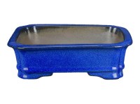 Vaso per bonsai rettangolare in gres smaltato blu 19x14,5x4,5 cm - YP46