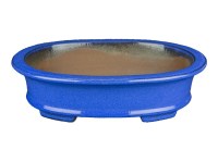 Vaso per bonsai ovale in gres smaltato blu 24,5x18,5x6 cm - YP54P