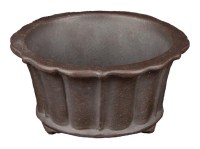 Vaso per bonsai rotondo (forma a fior di loto) in gres 10x10x5 cm - B113c