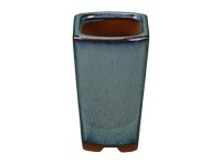 Vaso per bonsai rettangolare in gres (stile a cascata) smaltato blu-verde scuro 5x4x10 cm - XC012