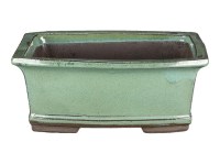 Vaso per bonsai rettangolare in gres smaltato verde 21x16,5x8,5 cm - 2846a