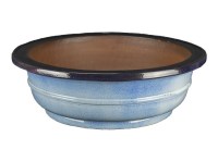 Vaso per bonsai rotondo in gres smaltato azzurro-blu 44x44x13,5 cm - TY124a