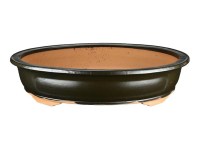 Vaso per bonsai ovale in gres smaltato nero 36,5x28x7 cm - 2828c