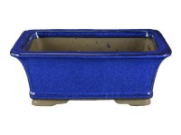 Vaso per bonsai rettangolare in gres smaltato blu 27,5x18x10,5 cm - ZM005b