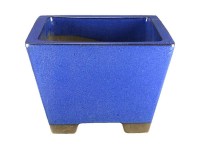 Vaso per bonsai quadrato in gres smaltato blu 20x20x13,5 cm - 2847b