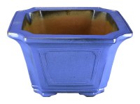 Vaso per bonsai quadrato in gres smaltato blu 19x19x13 cm - TY117c