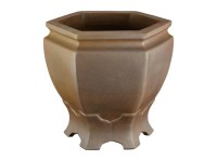 Vaso per bonsai esagonale (stile a cascata) in gres 14,5x14,5x17,5 cm - 2878