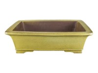 Vaso per bonsai rettangolare in gres smaltato giallo senape 28,5x22x7,5 cm - TY118c