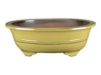 Vaso per bonsai ovale in gres smaltato giallo senape 51x39,5x16 cm - J046a