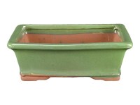 Vaso per bonsai rettangolare in gres smaltato verde 22x17x6,5 cm - GA1