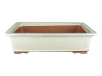 Vasi per bonsai: Vaso per bonsai Giapponese Morrisan rettangolare in gres  smaltato bianco 17,5x12x6 cm - B05-19a