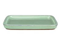 Sottovaso per bonsai rettangolare in gres smaltato verde 17,5x12,5x1 cm - BM1S