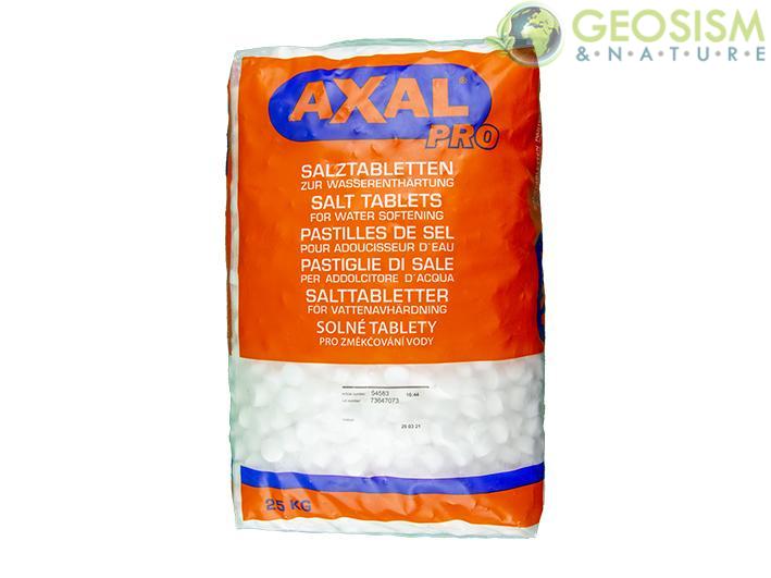 Sal para suavizantes: Pastillas de sal para descalcificadores (Axal)  1,5x2,5 cm (palet de 40 sacos de 25 kg)