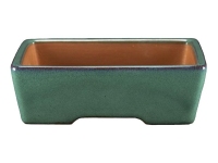 Pot rectangulaire en grès émaillé vert pour bonsaï 13,5x10x3,5 cm - ZX41