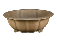 Oval stoneware pot for bonsai (lotus flower shape) 34x34x12.5 cm - SM003a