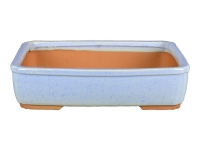 Pot rectangulaire en grès émaillé bleu pour bonsaï 18x13x3,5 cm - G6c